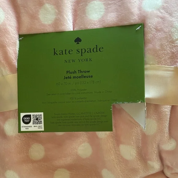 kate spade Pink and White Plush Throw - Picture 4 of 7